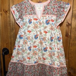 Umgee Floral Dress with Orange and Green Accents Size Medium